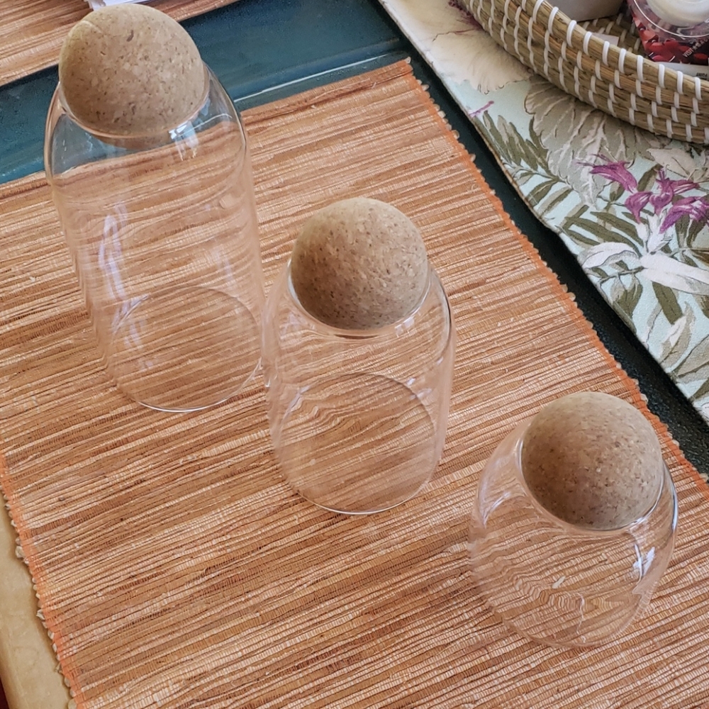 NWT Wondrwood tapered cork & glass storage jars 3 - Picture 8 of 12